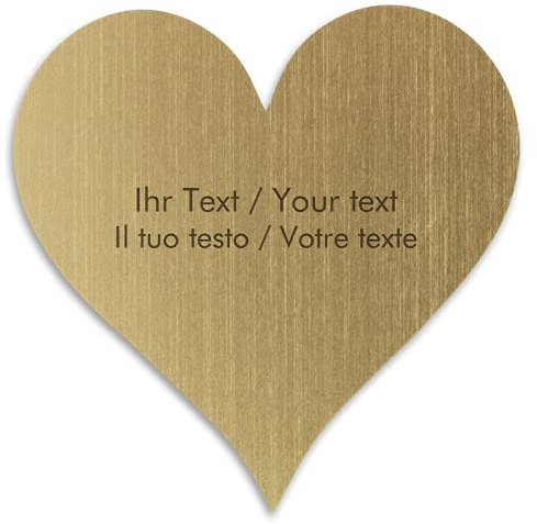 Personalisiertes Türschild in Herz-Form in Messing-Optik mit Gravur - 10 x 10 cm, gold-metallic/schwarze - Namensschild