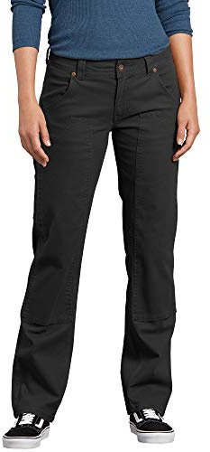 Dickies Damen Stretch-Schreinerhose aus Baumwoll-Canvas mit doppelter Vorderseite, Schwarz abgespült, 42