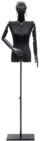 Weibliches Kleid Form Mannequin Torso, Verstellbare Höhe 47-78 Zoll, Mannequin mit Rechteckiger Metallbasis, Zerlegbare Arme und Kopf, Verwendet Für Kleid Schmuck Display und Nähen in Boutiquen