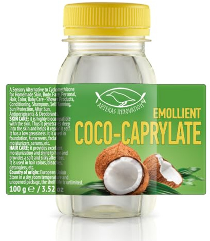 Artekas Innovation - COCO CAPRYLATE - Liquid - Emollient - for Homemade Skin, Body, Face, Hair Care - Shower Products, Conditioning, Shampoos - 3.52 oz