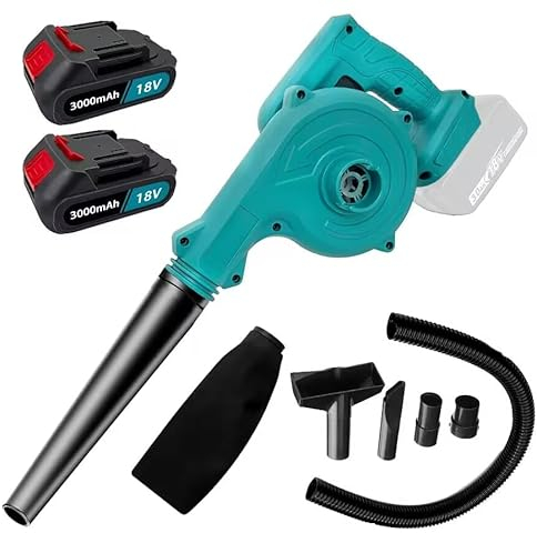 Cordless Garden Leaf Blower, 2 in 1 Dust Blower, Vacuum Cleaner, Replacement for Makita, for Bllowing,Vacuuming,Clearing Dust and Garbage(2 3000mah Battery&1 Charger)