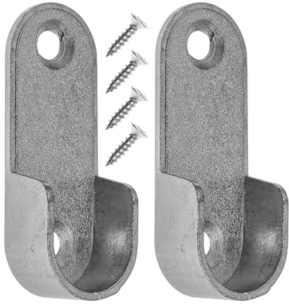 Supporto per tubo dell'armadio da avvitare, 2 pz, per appendiabiti ovali 30 x 15 mm o rotondi Ø 15 mm, supporto per tubo dell'armadio a 2 fori con viti, supporto per tubo dell'armadio Grigio Argento