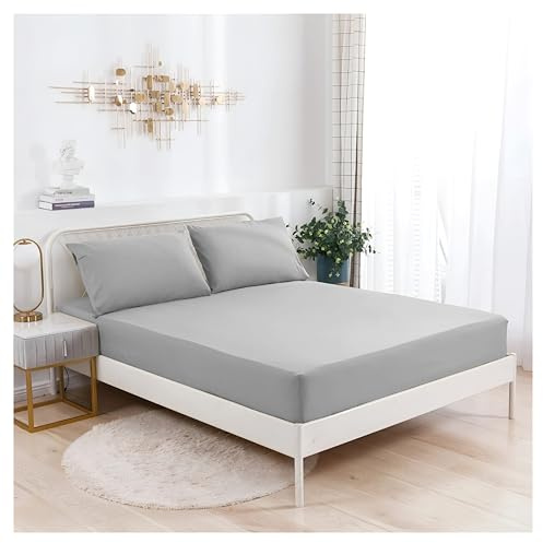 APEX FURNISHINGS Single Fitted Sheets Grey, (90 x 190 cm)16 Inch / 40cm Extra Deep Pocket Bed Sheets 90GSM Soft Brushed Microfiber Bedding Easy Care Bottom Bedsheets for Single Bed.