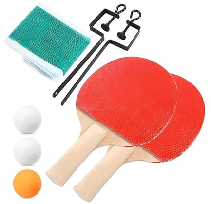 Set Ping Pong con 2 Racchette 3 Palline Rete e Supporti per Rete Kit Ping Pong Completo per Bambini Ragazzi e Adulti Gioco da Interni o Esterni Pingg Pong da Tavolo Tennis Tavolo Universale