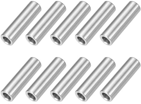 QUARKZMAN 10 Stück Distanzhülsen Abstandshalter Edelstahl, 6mm ID x 10mm OD x 35mmL 304 Edelstahl Runde Abstandshalter ohne Gewinde Säulen für Schrauben 1/4 oder M6