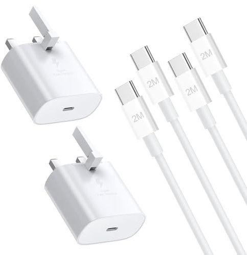 Samsung Fast Charger, 2Pack USB C Charging Plug UK and 2M Cable USBC to Type C for Samsung Galaxy S25 S24 S23 S22 S21 S20 A33 A34 A35 A36 A56 A55 A53 A54 A17 A16 A15 A14 A22 A23 A24 A25 A26