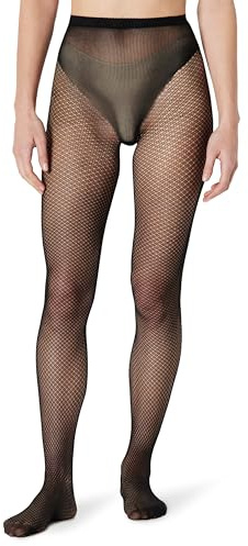 Amazon Essentials Women's Fishnet Tights, 2 Pairs, Black, Large