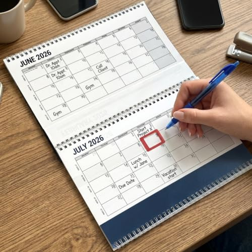 2026 Calendar 3 Months Easy View Office Desk Tri Fold Wall Planner Daily Routine Appointments Holidays Vertical Organiser Home School Study Office Spiral Planners Wall Calendars