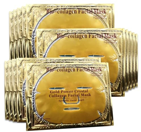 24k Gold Gel Facial Mask,SkinCare Facial Patch Collagen Face Mask for Moisturizing, Puffiness, Anti Wrinkle and Hydrateing Your Beautiful Face (Pack of 15)