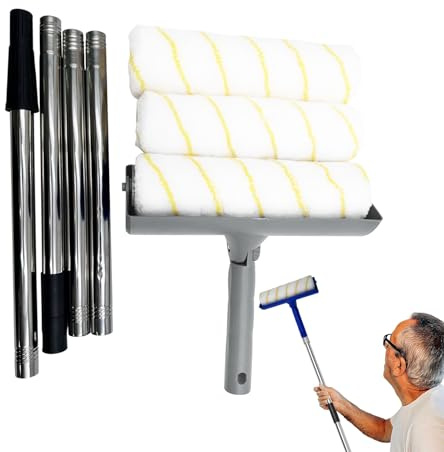 Rullo Verniciatore, Kit Verniciatura con Estensibile per Pareti Soffitti Arredamento Progetti Artistici Spazi Commerciali Miglioramento Casa, Applicatore Morbido con Allungabile per Ristrutturazione C