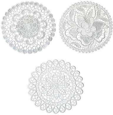WINXMIN 6 pezzi Centrini vintage in pizzo bianco da 16 cm, rotondi, in cotone, realizzati a mano, per tovaglia, cucina, sala da pranzo, feste, matrimoni, compleanni, comò, decorazione