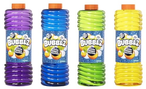 eMKay® 1 Litre Bubble Solution Refill | Bubble Liquid for Bubble Machines, Bubble Guns & Wands | Bubble Mix for Kids Bubble Toys | 1 Random Colour Bottle