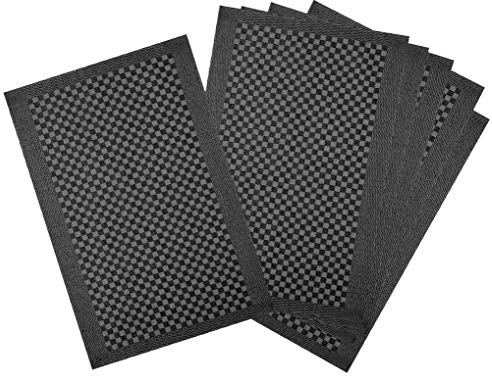 Kracht 6er Pack Gastronomie Grubentuch Vollzwirn Geschirrtücher 50x70 cm Würfelmuster 100% Baumwolle (schwarz)