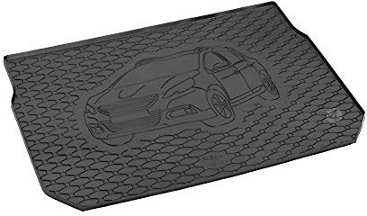 Passgenau Kofferraumwanne geeignet für Peugeot 2008 ab 2013 ideal angepasst schwarz Kofferraummatte + Gurtschoner