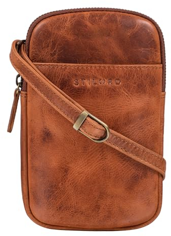 STILORD 'Loki' Vintage Echtleder Handytasche - Brustbeutel Perfekt für Reisen, Festivals & Unterwegs - Kleine Umhängetasche für Smartphone, Farbe:kara - cognac
