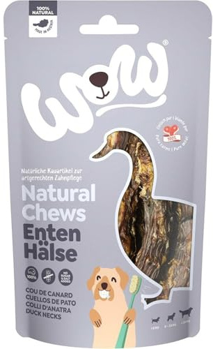WOW Kausnacks I 100% Entenhälse getrocknet I Single-Protein Kauartikel für Hunde I Nahrungsergänzung I Zahnpflege (1x 250g)
