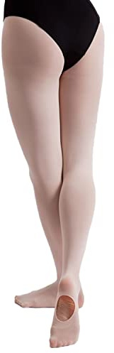Medias de ballet convertibles intermedias de 60 denier para damas y niñas, Rosa teatral, 9- 11 Años