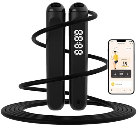 Jump Rope, Tangle free rapid speed jump ropes with counter for women,Skipping rope with app for fitness men, women's home exercise, workout, fitness gifts for adults
