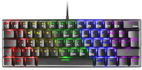 Mars Gaming MK60 Nero, Tastiera Gaming Meccanica FRGB, Antighosting, Switch Meccanico Rosso, Lingua Italiano