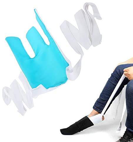 Strumento di aiuto per i calzini per anziani, disabili, incinti, diabetici, dispositivo di assistenza per tirare i calzini facile da indossare e da togliere, strumento di aiuto per calze (blu)