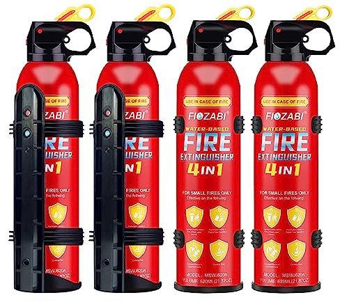 FIOZABI Portable Fire Extinguisher Spray With Bracket Can Prevent Re-Ignition,Best Suitable for The House/Car/Truck/Boat/Kitchen/Home Fire Extinguishers Fire Type A/B/C/K 620ml (4 PACK)