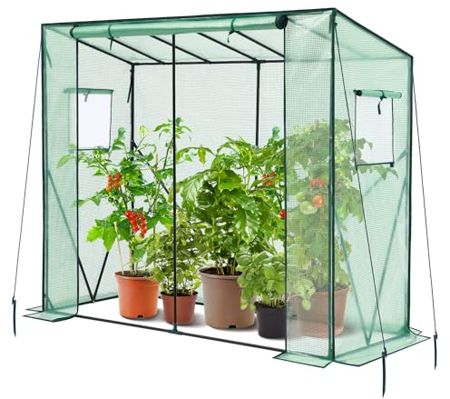Ohuhu Serre à tomates en film plastique avec housse en polyéthylène et fenêtre - 200 x 77 x 170 cm - Petite serre résistante à l'hiver - Pour une croissance optimale des plantes