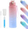 YekouMax Botella Agua 750ml, Botella Gym sin BPA, Garrafa Agua con Pajita, Botella de Agua Deportiva para Gimnasio, Fútbol, Cantimplora, Colegio, Madre, Niña, Niño (Rosa Degradado)
