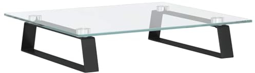 vidaXL Skärmställ svart 40x35x8 cm härdat glas och metall, datorställ, bildskärmsställ för stationär dator, skrivbordshöjare, tangentbordsställ