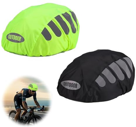 SXCCNW Regenschutz für Fahrradhelm, 2 Stück Fahrradhelm Regenüberzug, Regenhaube Fahrradhelm, Reflektierende Fahrrad Regenhaube für Herren Damen Fahrradhelm Regenschutz 31 x 17 cm Schwarz Grün
