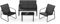 KOMFOTTEU Gartenmöbel Set für 4 Personen, Textilene Gartenmöbelset, Garten Sitzgarnitur mit Gartensofa & 2 Gartensessel & Couchisch, Terrassenmöbel Balkonset Atmungsaktiv, Schwarz