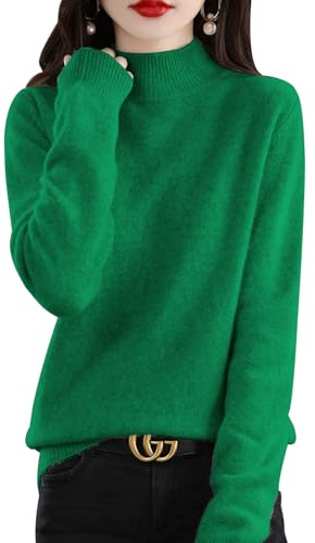 Yutdeng Cashmere Jumpers Sweaters for Women UK Ladies Turtle Neck Tops Long Sleeve Soft Warm Pullover Knitted Jumper Thick Loose Casual Tops for Autumn Winter,Green,XL
