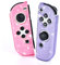 DLseego Schutzhülle für Switch/Switch OLED Controller, Transparenz Glitter Soft TPU Switch Joycon Controller Schutz Grip Case Shell,Linke und Rechte Griffe, Rosa+Violett