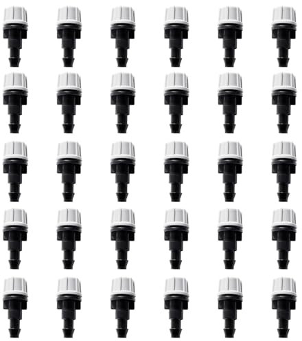 VooGenzek 30 Piezas Boquillas de Niebla Ajustables para Tubo 4/7 mm, Boquilla de Atomización para Césped, Boquilla Ajustable de Riego de Jardín, para Césped, Jardín, Gris