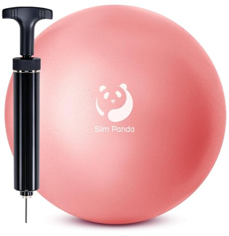 Slim Panda Pelota de Pilates 23cm con Bomba, Antiexplosión Antideslizante Pelota de Gimnasia,Soft Balones de Yoga para Fitness,Entrenamiento del Equilibrio(Rosa)