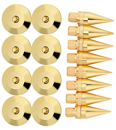 Wakects 8 Pares 6 X 36 Mm Puerta Base de Aislamiento de Altavoces de Cobre con Placas de Alto Grado para el Reproductor de DVD de CD de Amplificador de Altavoces, Minimiza la Vibración Dañina,