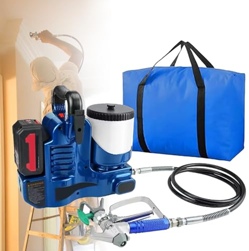 zxmeimm Pulverizadores de Pintura sin Aire de 1.2 L,inalámbricos de Alta presión,con batería de Litio de 21V,caudal de 1.1L/min,6 velocidades Ajustables para Pinturas de látex y lacas Onebattery