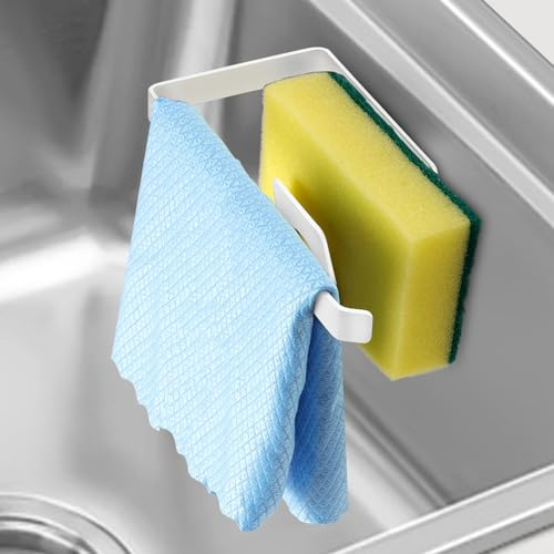 GAViA Organizador de fregadero de cocina, soporte de esponja de acero inoxidable para fregadero de cocina, organizador de fregadero inoxidable y colgador de paños de cocina, almacenamiento de drenaje
