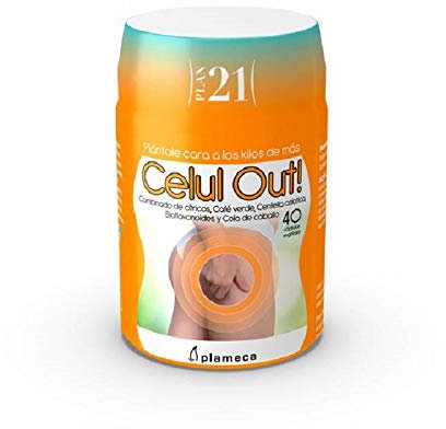 PLAMECA - Plan Celul Out! Naranja, Piel Bella y Lisa, Contiene Guaraná, Centella Asiática, Café Verde y Cola de Caballo, Control Peso Corporal y Salud de Piel, sin Gluten y sin Lactosa - 30 Cápsulas