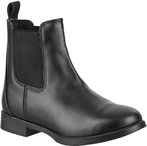 RL24 - Bottines d'équitation Jodhpur Compagnon en cuir synthétique noir pour enfants, femmes et hommes [Taille 29-46], Noir , 37 EU