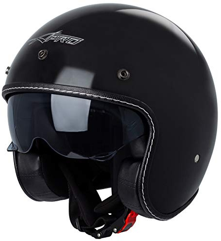 Casco Moto Jet Cafe Racer Omologato ECE 22-06 Visiera Parasole scooter Nero XL