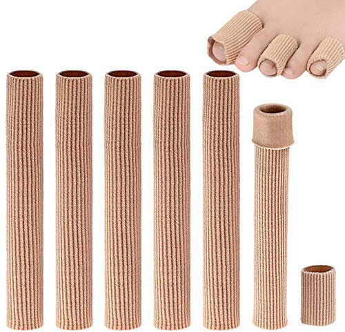 RZJZGZ 5 Pack Open Toe Tubes Sleeves Protectors Silicone Gel Tube Finger Protector Compression Cushion Brace for Bunion Hammer Toe Callus Corn Blister (5 Pack+ 1 Pouch: 6 Each) (Small 0.59 diameter)