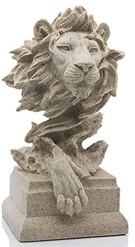 H&W Sandstone Lion Statue, The King of Beasts, Collectible Figurines