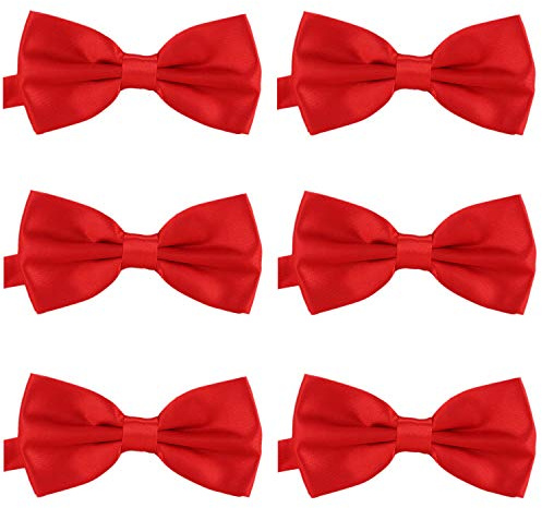 DonDon Set da 6 papillon da uomo 12 x 6 cm già legato e infinitamente regolabile rosso