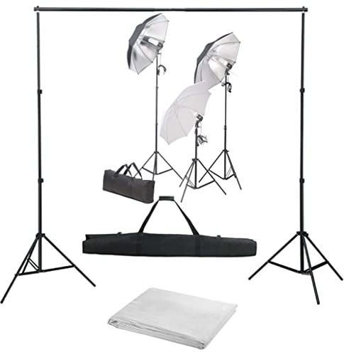 vidaXL Kit de Estudio Fotográfico, Kit con Set de Luces y Fondo, Lámparas para Fotografía, Kit de Iluminación Soportes y Telón de Fondo