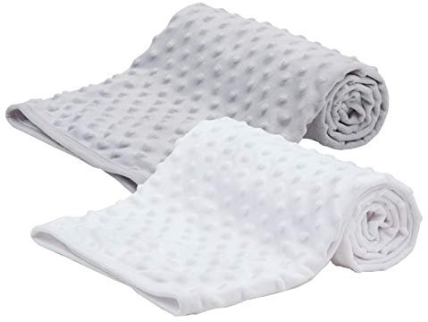 Newborn Baby Boys Girls Luxury Bubble Soft Fleece Blankets - Pack of 2 Grey + White