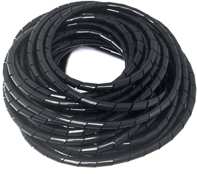 12M Black Inner Diameter 8mm PE Wire Winding Tube Spiral Protective Sleeve, Spiral Cable Wrap, Winding Pipeline Bundle Spiral Cable Tube