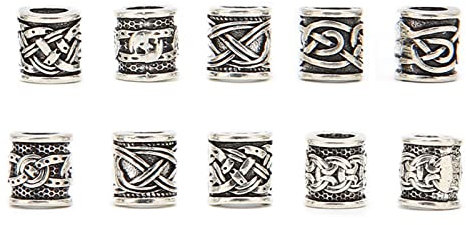 Bartperlen Zum Klipsen, Wikinger Bartperle Bartperlen Bartschmuck Männer Viking Bart Perlen Dreadlock Tube Perlen Anhänger Haarschmuck für Schmuck Armbänder Schmuckherstellung