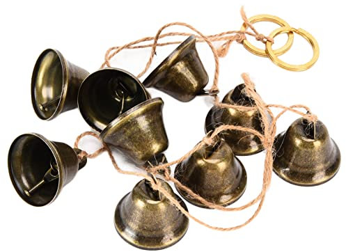Campanello Sospeso in Bronzo, Campane Natalizie Color Ottone Vintage, Campanelli Eolici, Decorazioni per Matrimoni, Albero, Corda Decorativa Artigianale, Ferro Rustico, 1.38 pollici