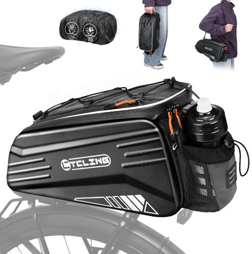 Eyein Bike Rack Bag 8.6L - Waterproof Reflective Hard Shell Bike Rear Seat Bag with Handle and Shoulder Strap, Cycling Accessories Saddle Pannier Pouch for Mountain Travel Commute with Rain Cover