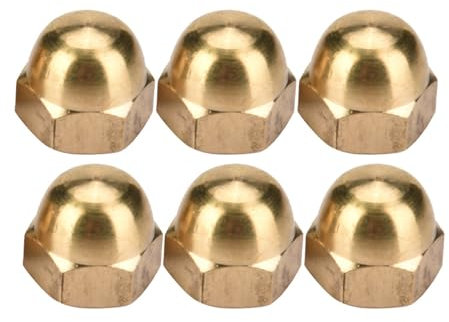 Eujgoov Brass Acorn Nut Kit, Acorn Acorn Nut, Dome Cap Nut Hex Nut Brass Acorn Nuts Head Cap Hex Nuts Set for Fix Tires and Axles (M8(10PCS))